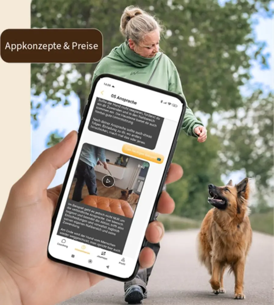 Coaching App von Dogversations auf dem Smartphone beim Training